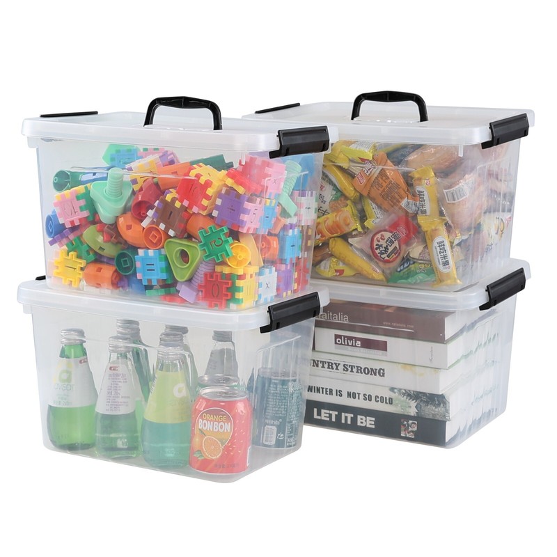 Kekow 4 Pack Plastic Stackable Storage Container with Lid, Clear Box 12 Liters gallery