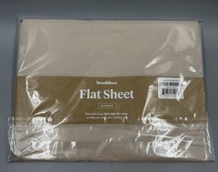 BROOKLINEN – FLAT SHEET – COTTON- WARM GREY-QUEEN – NEW