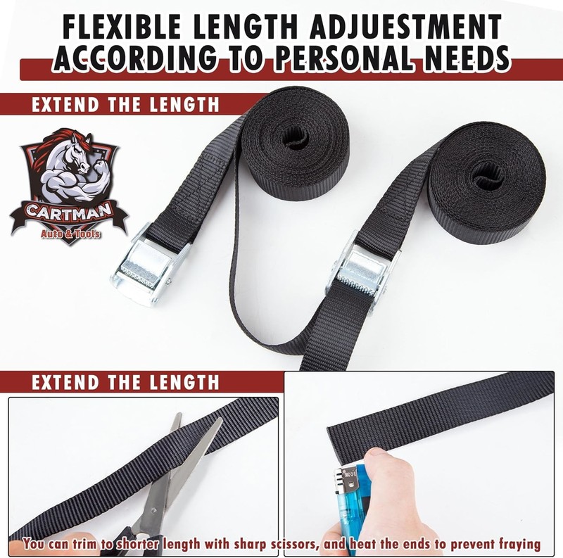 1" x 12' Lashing Straps Cargo Tie-Down Strap Up to 600lbs, 6pk in Carry Bag, ... gallery