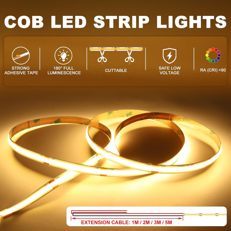 Smart Motion Sensor LED Stair Lights Kit with APP & Remote Control, 3000K gallery