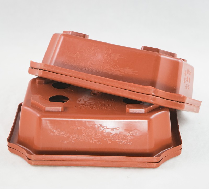 4 Rectangular Plastic Bonsai / Cactus & Succulent Pot 7"x 5.5"x 2" - Dark Orange gallery