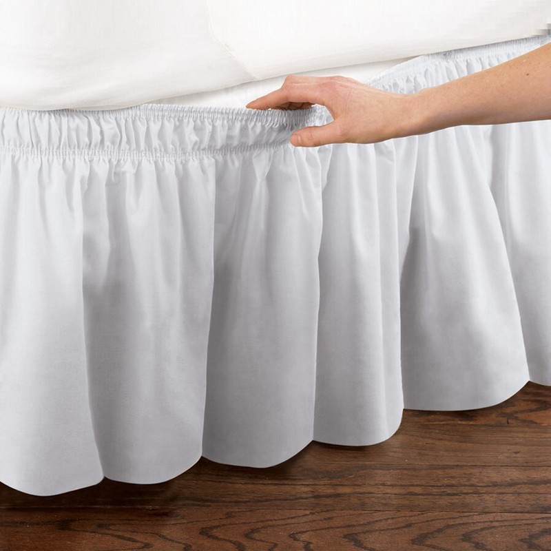 Adjustable Elastic Bed Skirt Wrap Around Dust Ruffle Easy Fit Bedding QUEEN/KING gallery