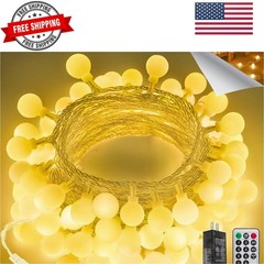 Connectable 43FT 100LED Globe String Lights | 8 Modes Warm White String Light…