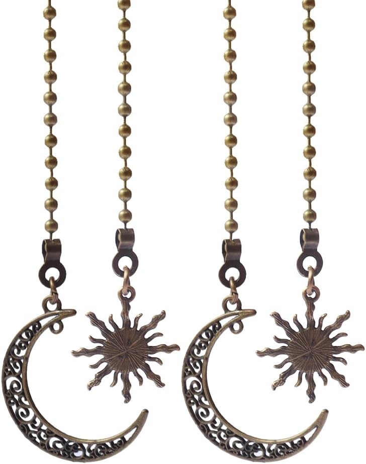 4 Pack Ceiling Fan Pull Chain 12inch Sun & Moon Shaped Ornaments Cord Extension gallery