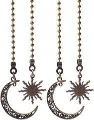 4 Pack Ceiling Fan Pull Chain 12inch Sun & Moon Shaped Ornaments Cord Extension