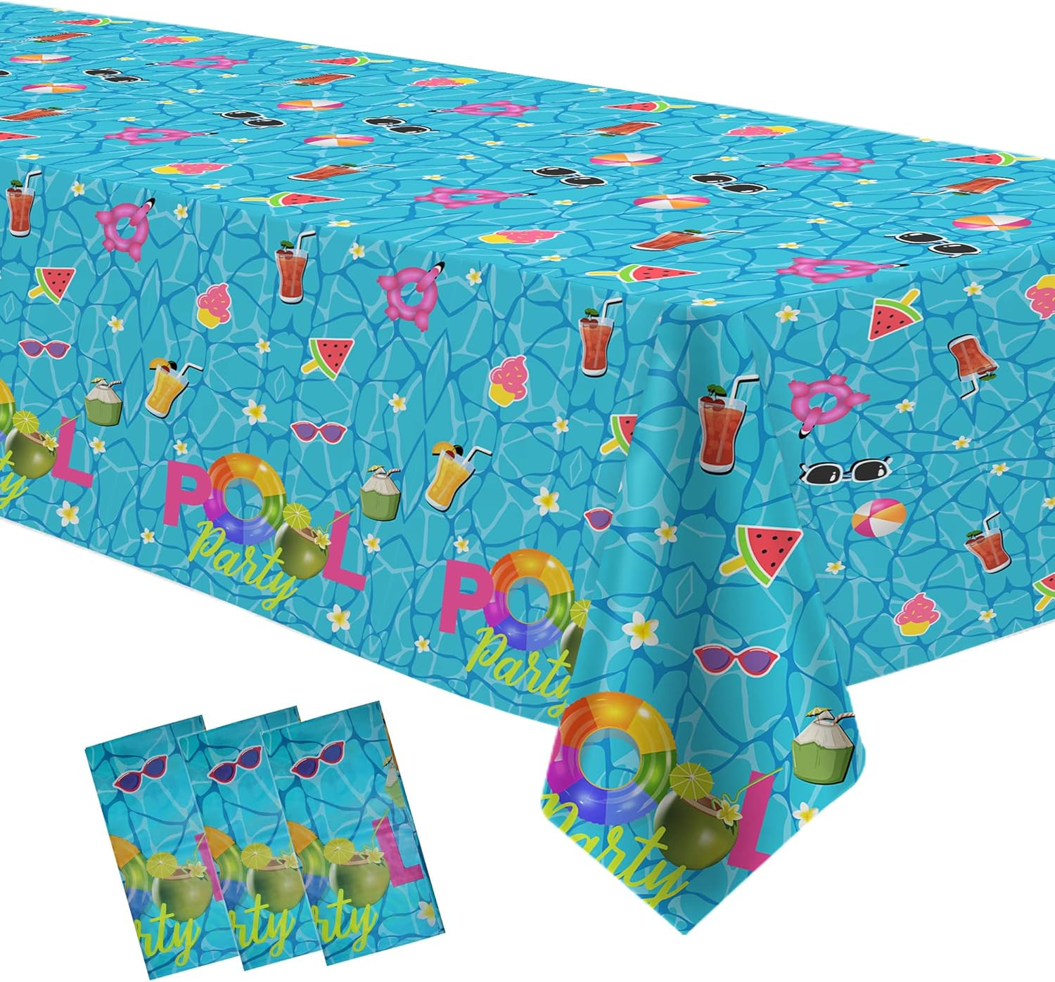 Pool Party Decorations Tablecloth, Disposable Summer Beach Party Tablecover for gallery