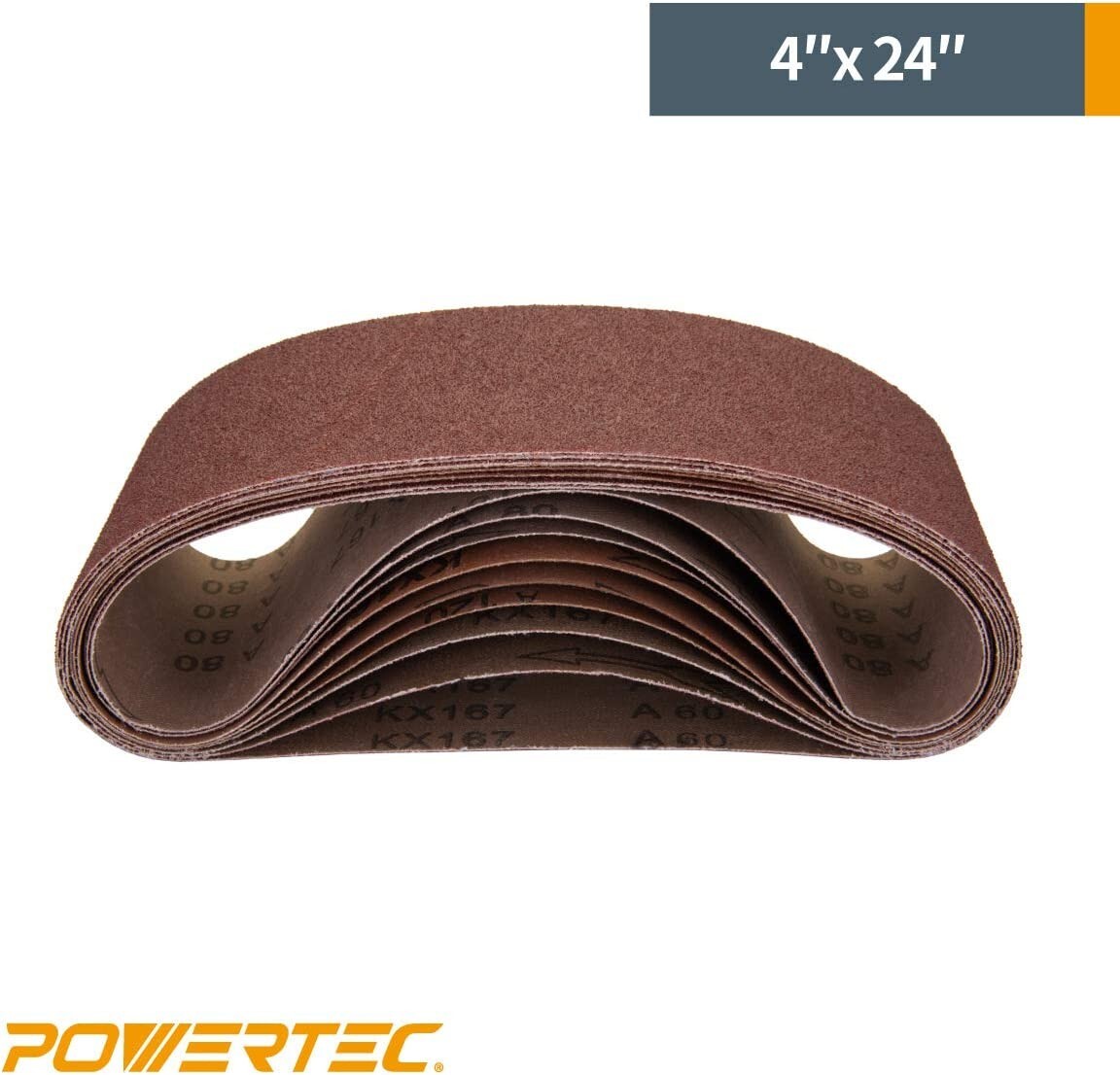 POWERTEC 110070-P2 4 x 24 Inch | 400 Grit Aluminum Oxide Sanding Belts, 20 PACK gallery