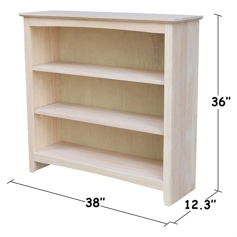 Pemberly Row 38" Wide Shaker Bookcase - 36 in H - Unfinished gallery