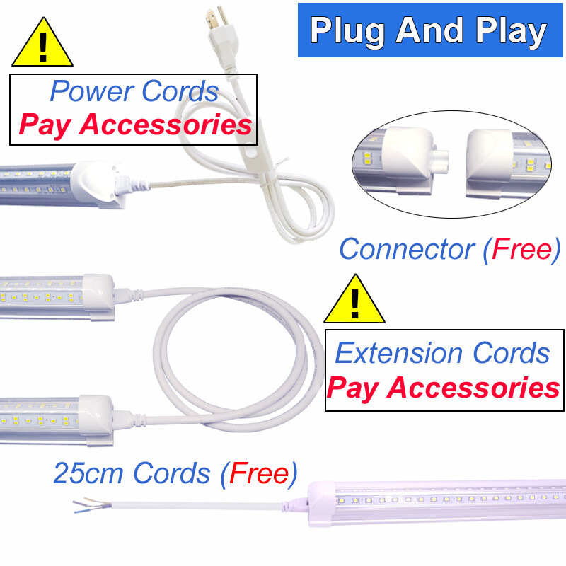 8FT LED Tube Light 144W Shop Light Bulb 6500K Ceiling Fixture 14400LM NO RF FM gallery