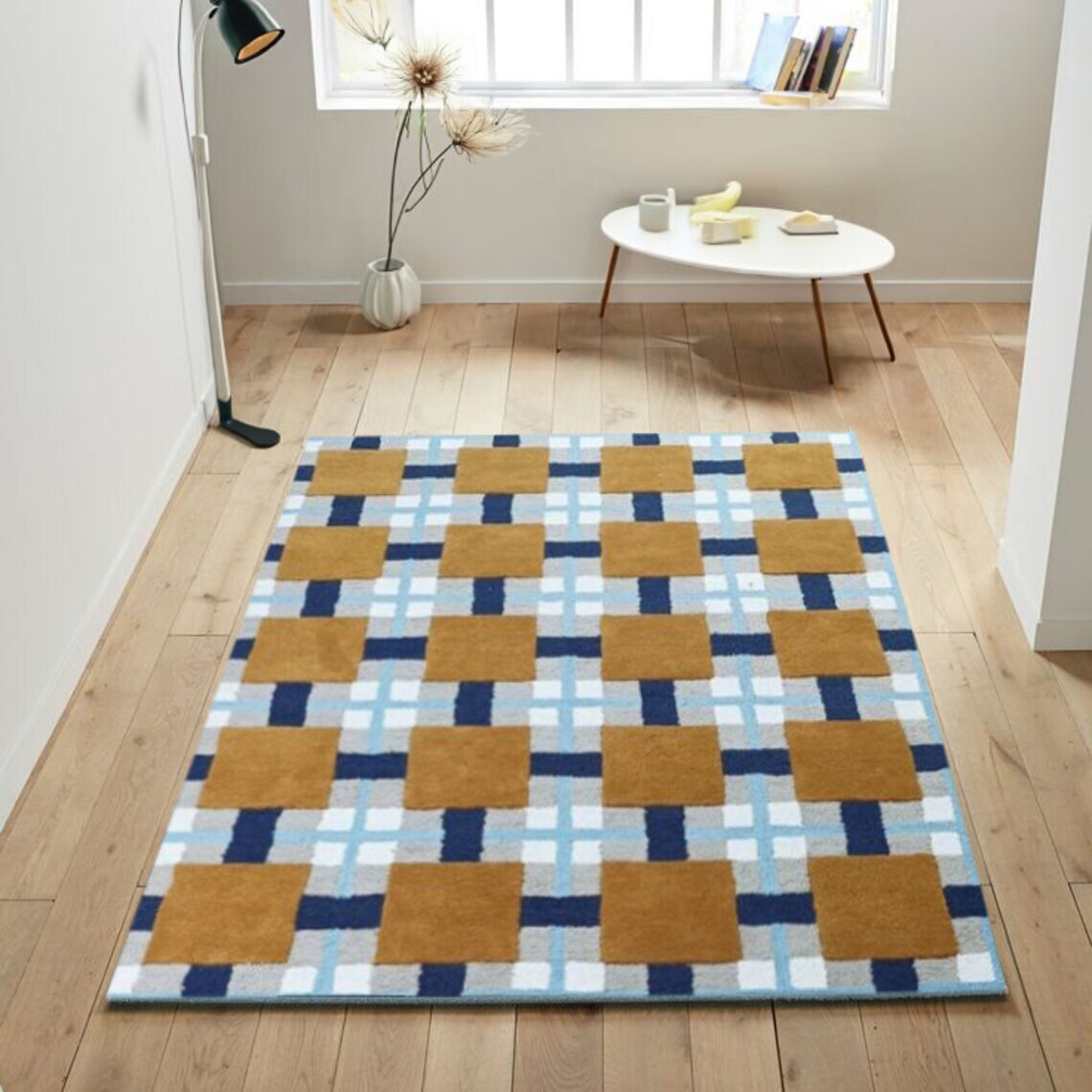 Hand Tufted Classic Geometric Wool Rug For High low pile Handmade Area Rug for gallery