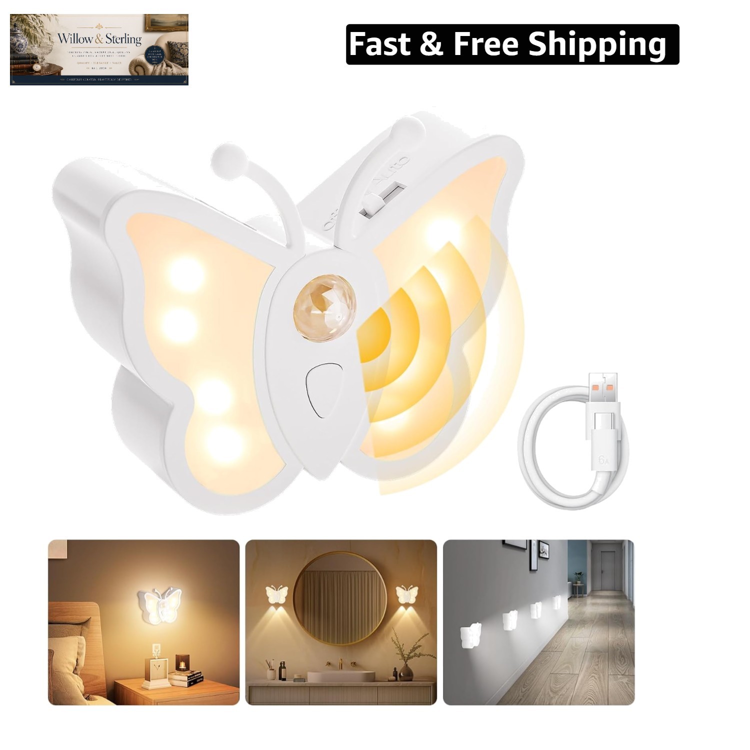 Motion Sensor Night Light, Rechargeable Stair Lights, Wireless with Magnetic ... gallery
