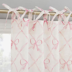 Romy Generation Lattice Bows Pink Polyester 50 In. W X 84 In. L Tie Top Sheer Cu