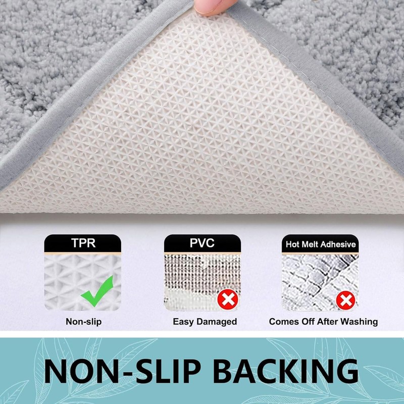 Buganda Microfiber Bathroom Rugs, Bath Rug Size 24 x 16 and 47 x 24in Grey, 2... gallery