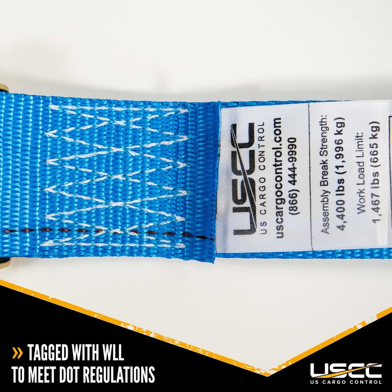 USCC 2" X 20' E Track Ratchet Strap w/Double-Fitted End - Blue 4PK gallery