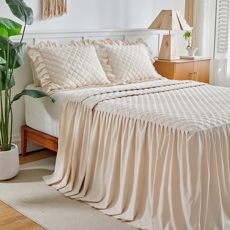 Uozzi Bedding Ruffle Skirt Bedspread Set - 30 - White Chic Ruffled gallery