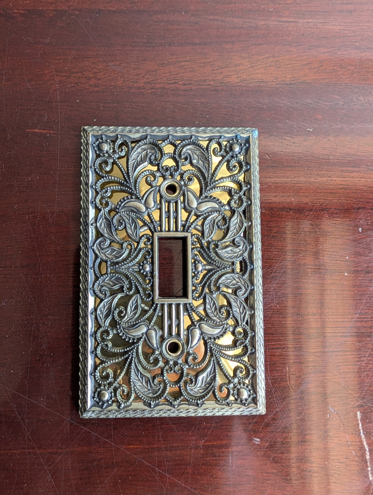 NEW Filigree Wallplate Single Toggle Antique Brass Finish Amerelle Switch Cover gallery