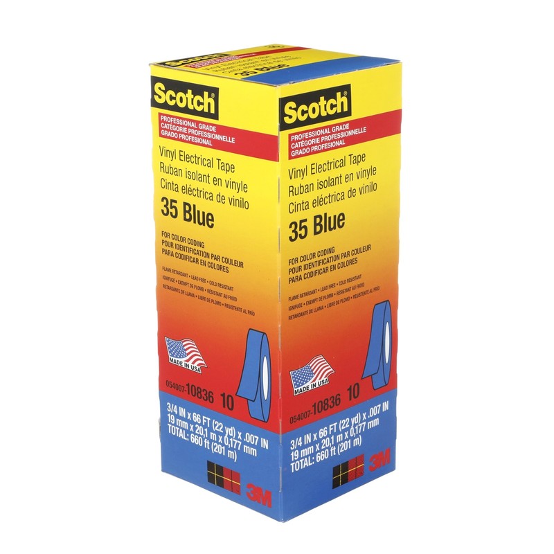 Scotch® Vinyl Color Coding Electrical Tape 35, 3/4 in x 66 ft, Blue gallery
