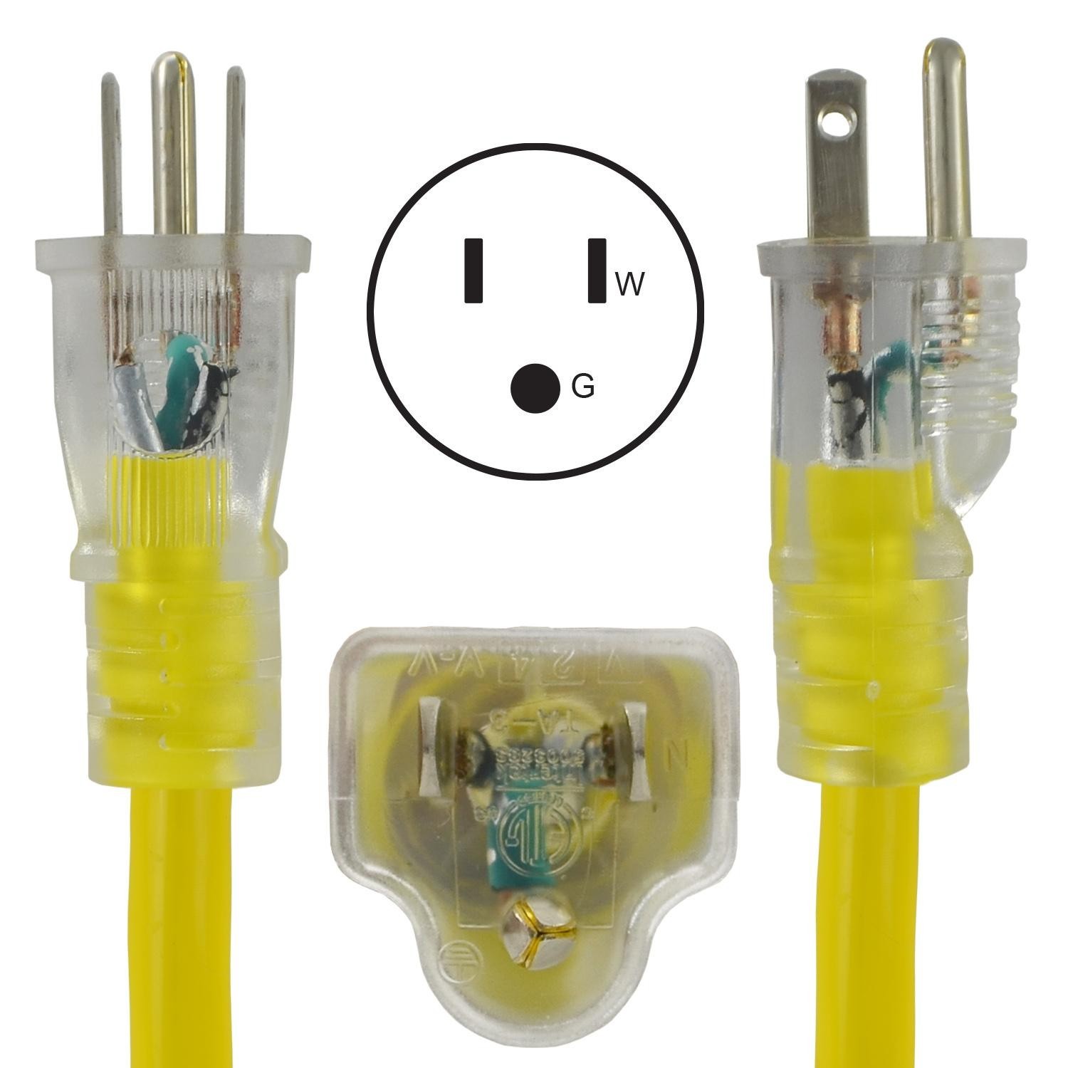 Conntek 100 ft 15A Outdoor Extension Cord - Flexible Yellow Cable gallery