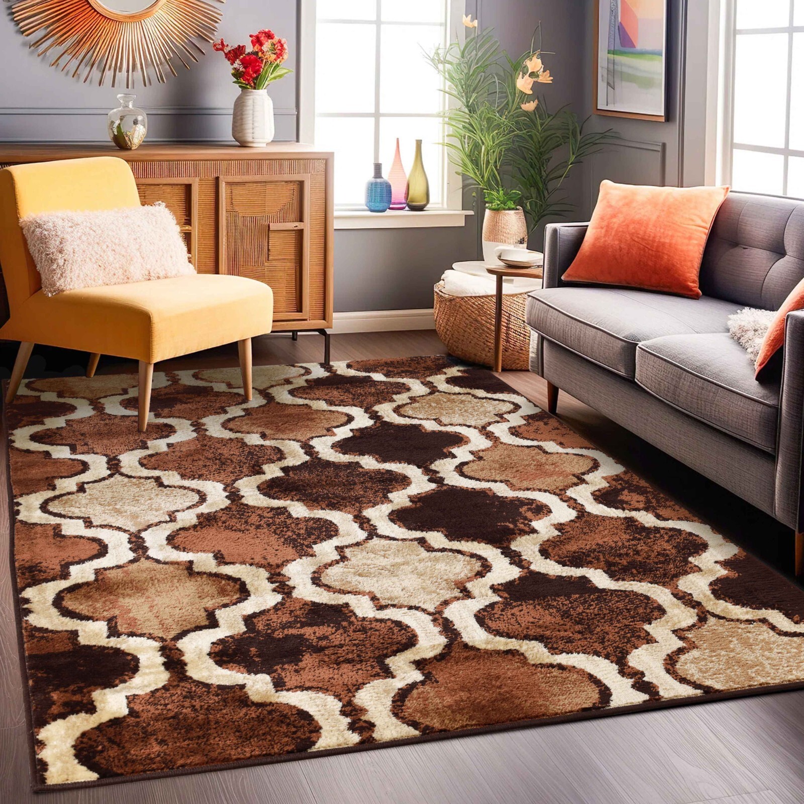 Viking Geometric Trellis Modern Anti Static Colorfast Moth Proof Indoor Area Rug gallery