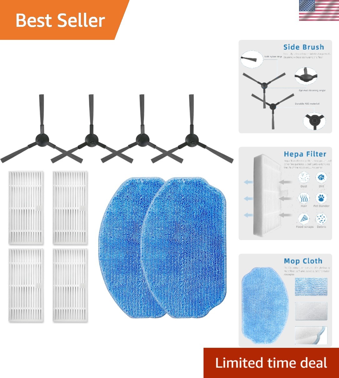 Complete Replacement Parts Kit for MAMNV & Compatible Robotic Cleaners - 10 P... gallery