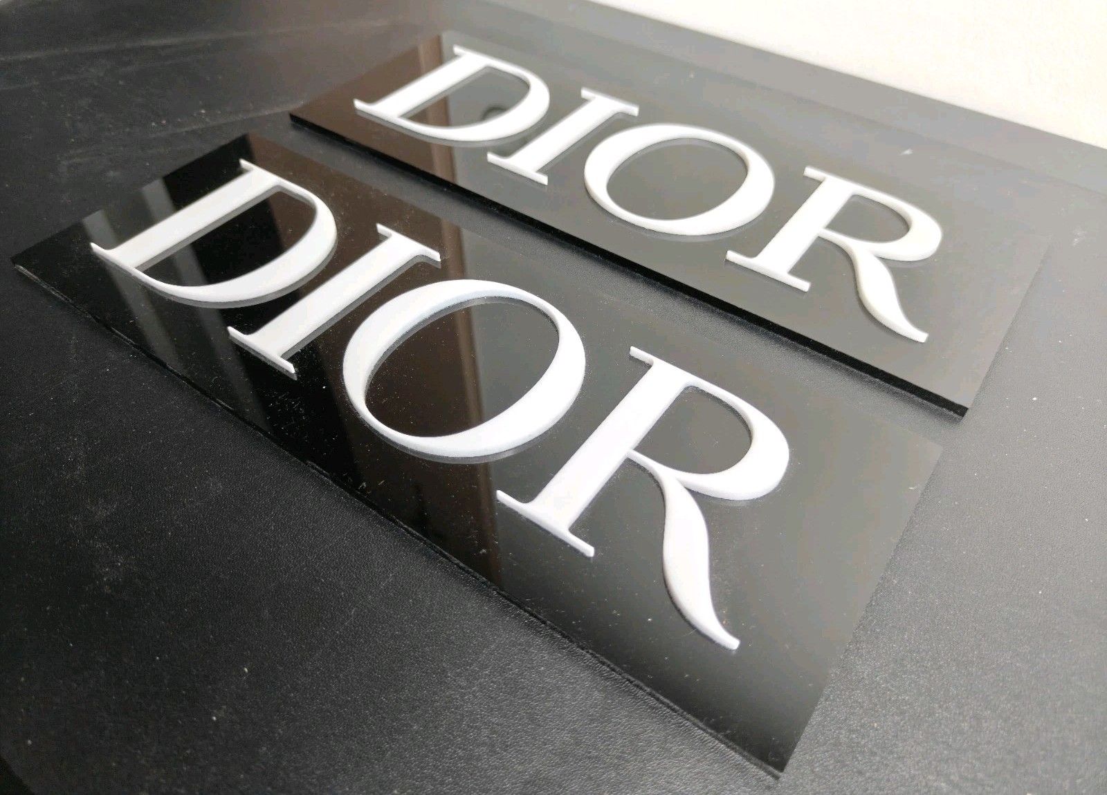 Dior Sign Plaque Art Rare Quality Decor Plastic/Acrylic - 11" x 4" in. Set of 2 gallery