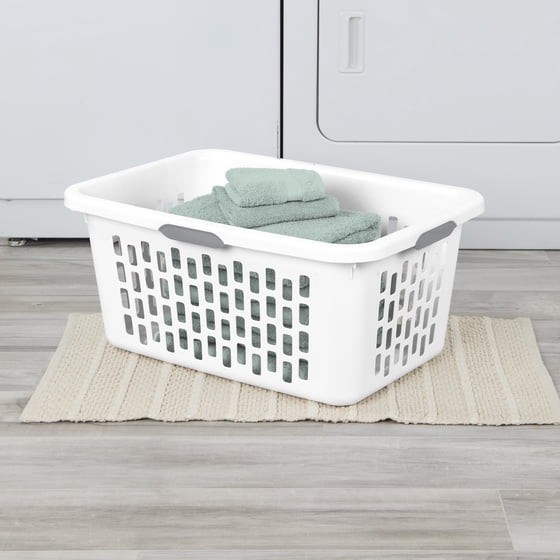 Sterilite 2 Bushel Large Plastic Laundry Basket 4 Comfort Grip Handles, White gallery