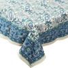 India Arts Hand Block Print Tablecloth 72x72 Square, 100% Cotton Blue Green F... gallery