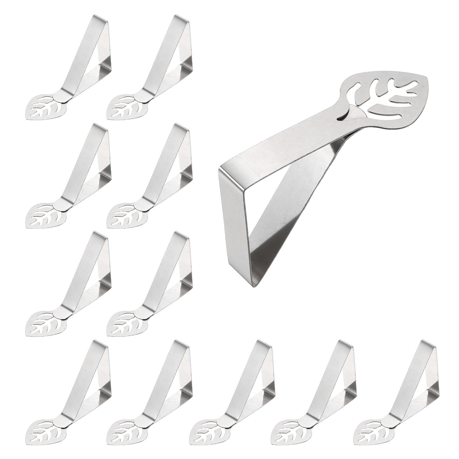 12 Pack Tablecloth Clips, 2.95"x1.77" Leaf Shape Holder Clips, Silver gallery
