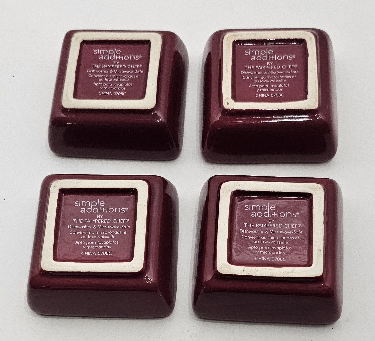 Pampered Chef Simple Additions Petite Squares Cranberry Condiment Dip Dish 4pc gallery