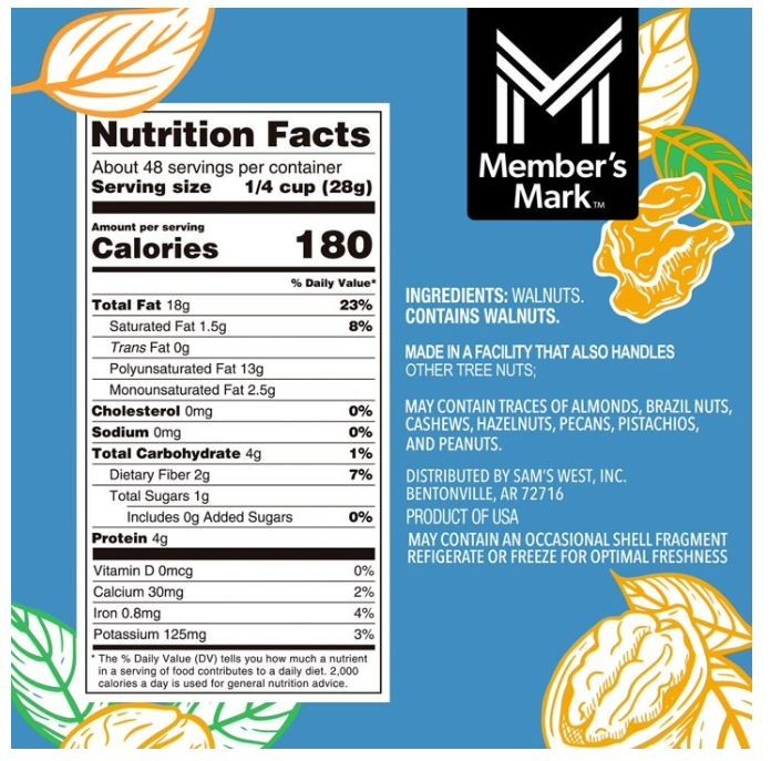 2pk Member's Mark Natural Shelled Walnuts 3 lbs, Each Pack gallery