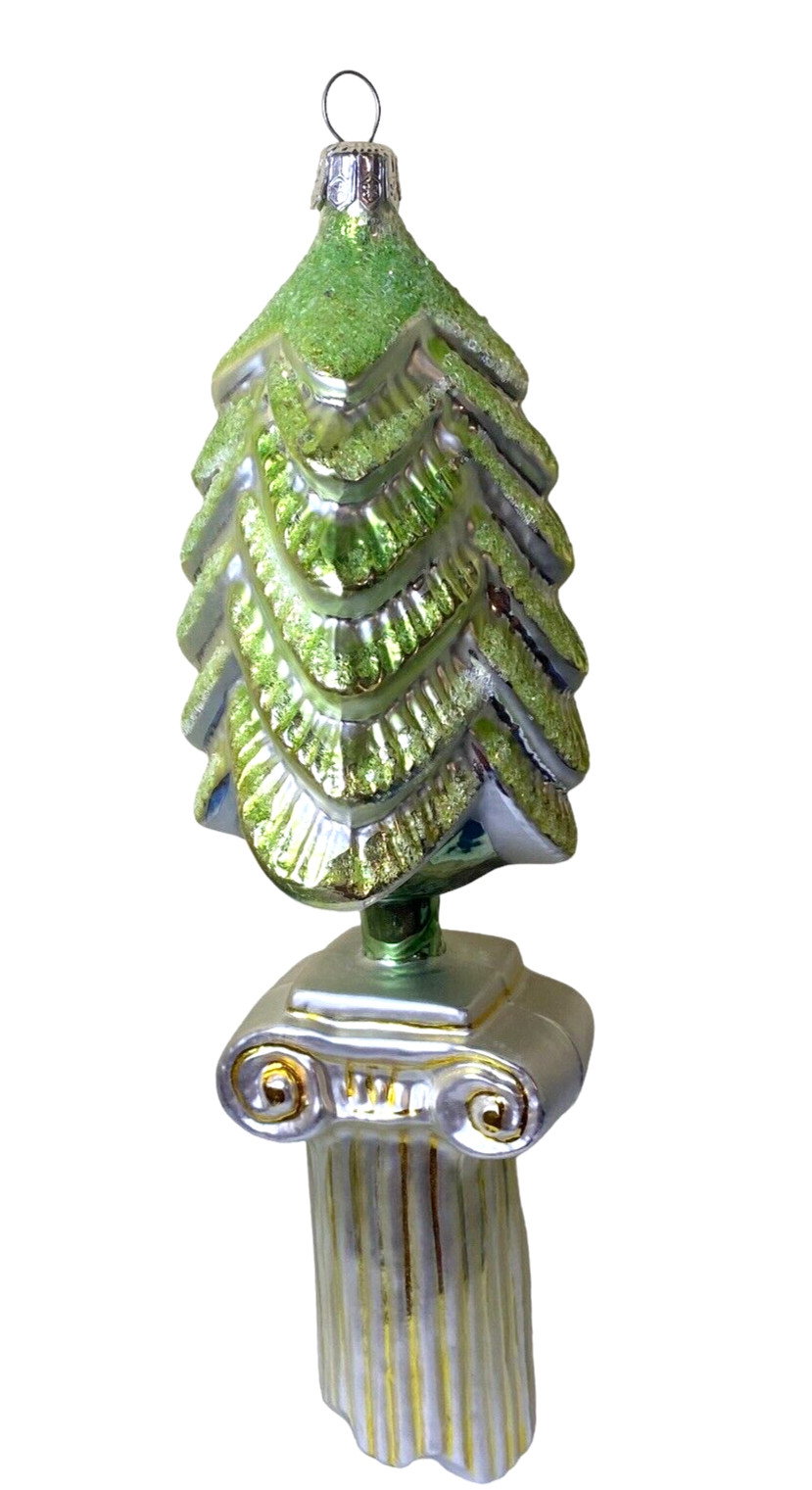 CHRISTOPHER RADKO SIGNED 93 Classic Christmas Tree Blown Painted Glass Ornament gallery