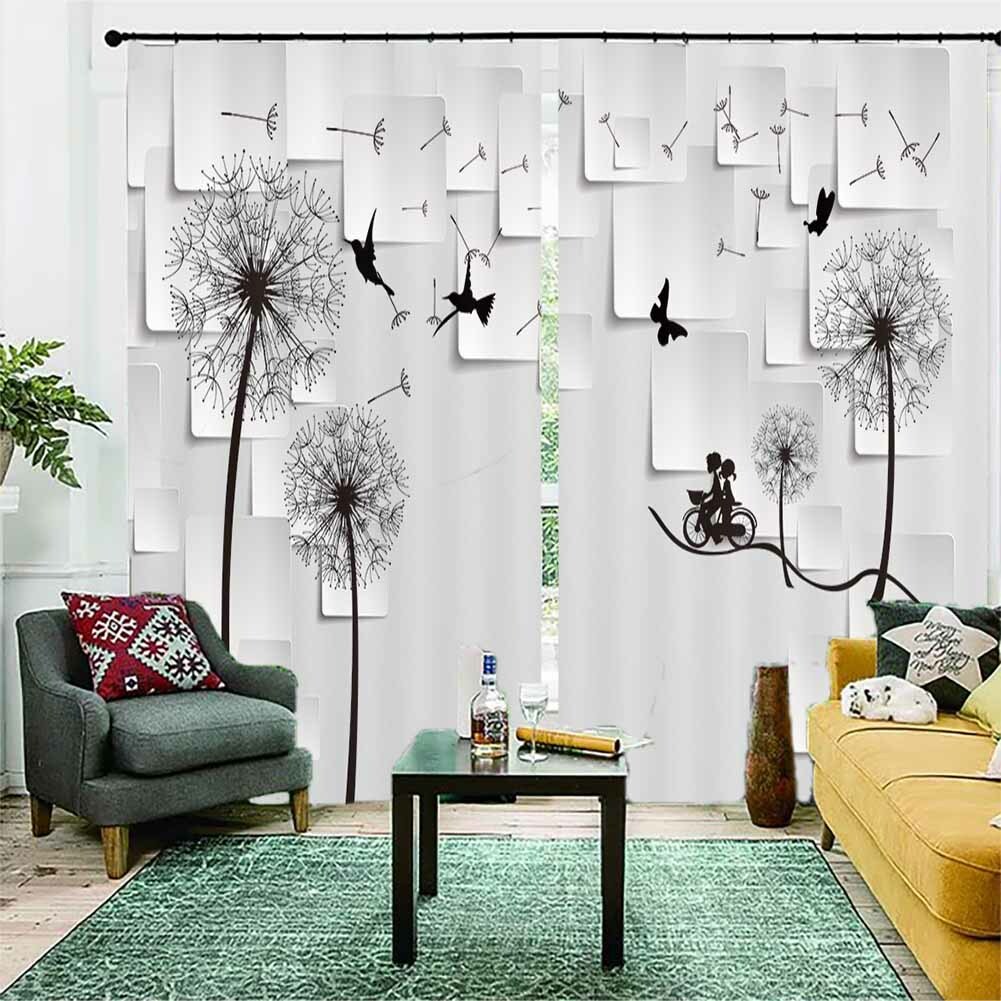 Dandelion Black Bird 3D Curtain Blockout Photo Printing Curtains Drape Fabric gallery