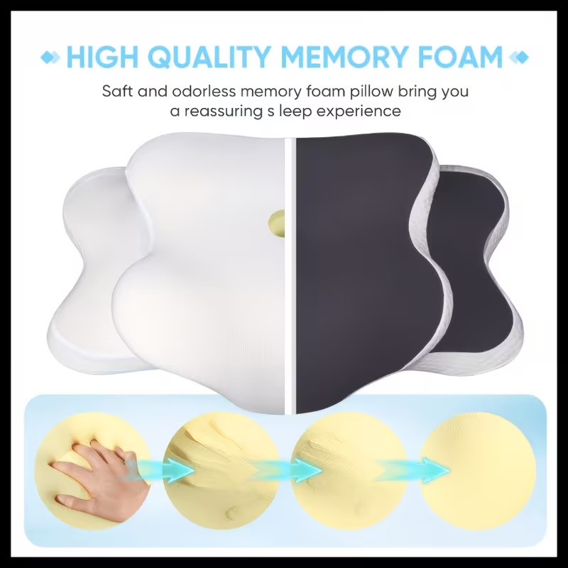 Ergonomic Cervical Neck Support Pillow Butterfly Memory Foam Back Side Sleeper gallery
