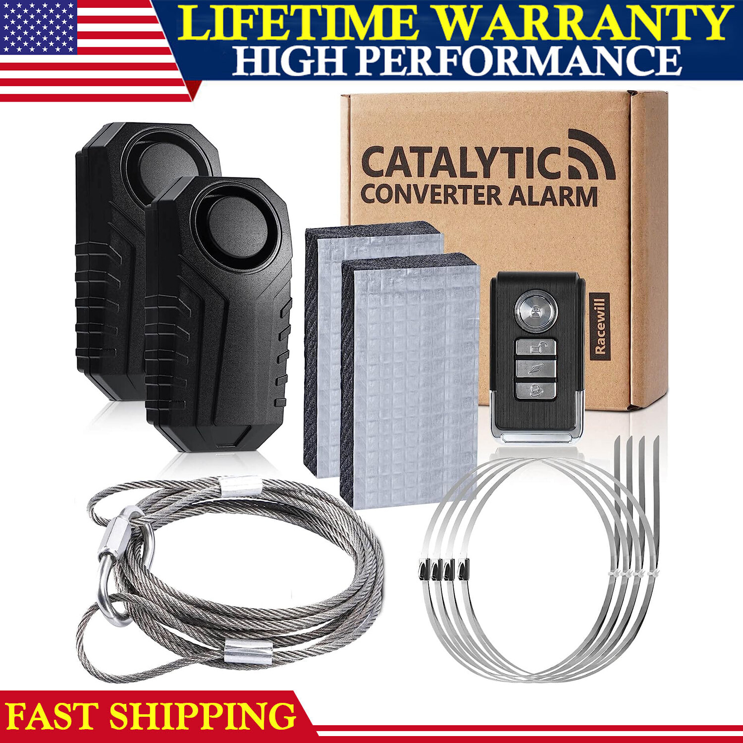 Deluxe 113dB Catalytic Converter Anti-theft Alarm Car Motion Sensor w/ Remote gallery