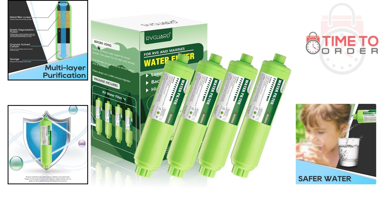 Inline RV Water Filter 4 Pack Carbon Fiber Reduces Odors Taste Rust Chlorine gallery
