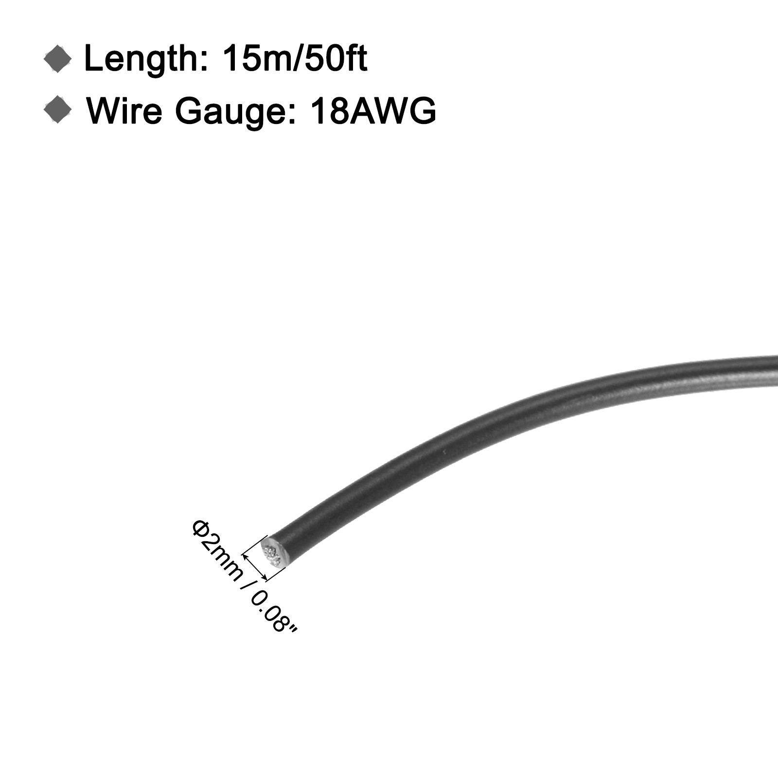 18AWG Wire 18 Gauge Stranded Wire PVC Hookup Wire 15m/50ft Black, for Wire gallery