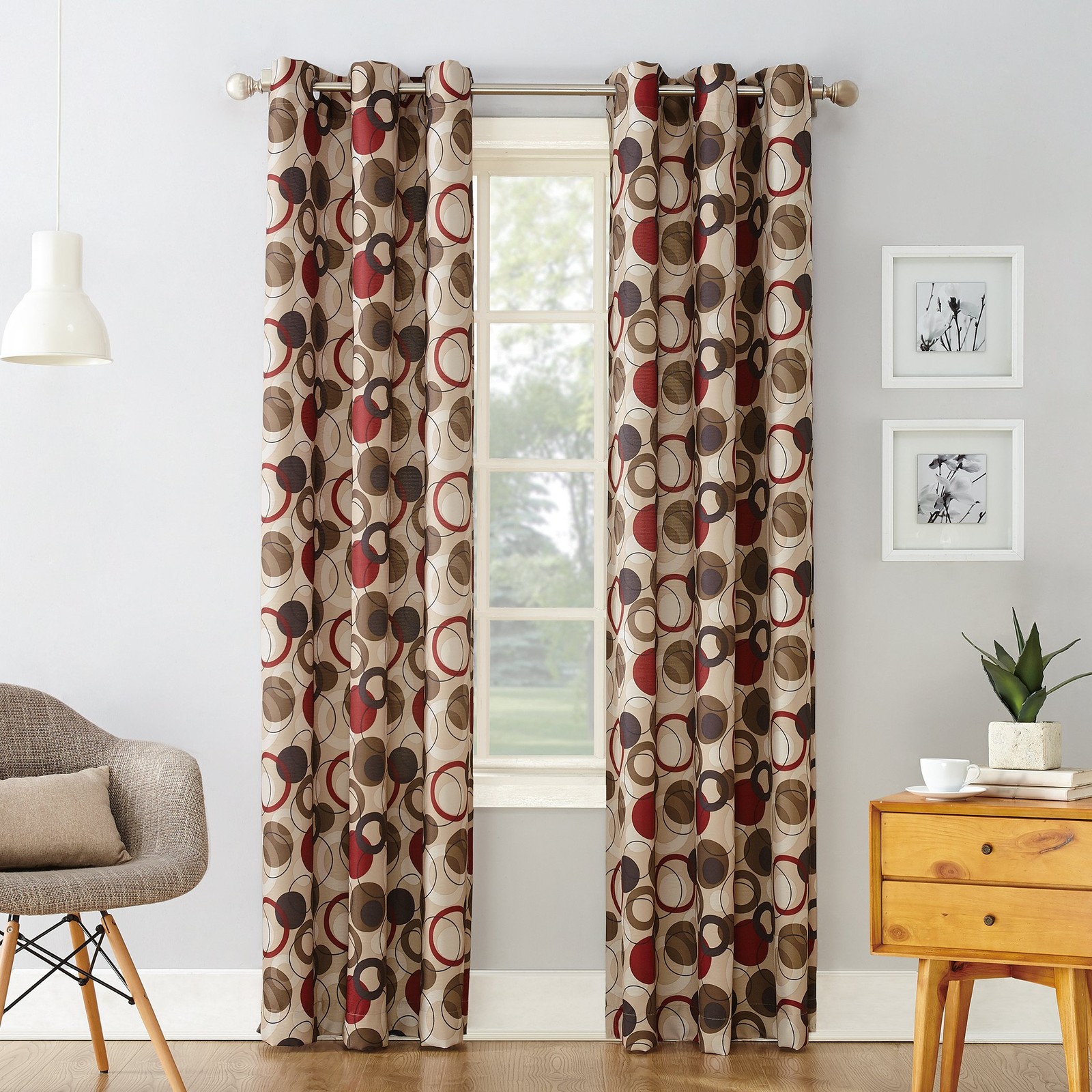 Celestial Celestial Print SemiSheer Grommet Curtain Panel, 48" x 84", Paprika gallery