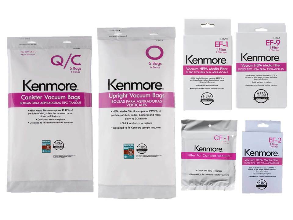 Sears Kenmore Vacuum Bag + Filter C Q O U EF1 EF2 EF9 CF1 5055 5069 50557 50558 gallery