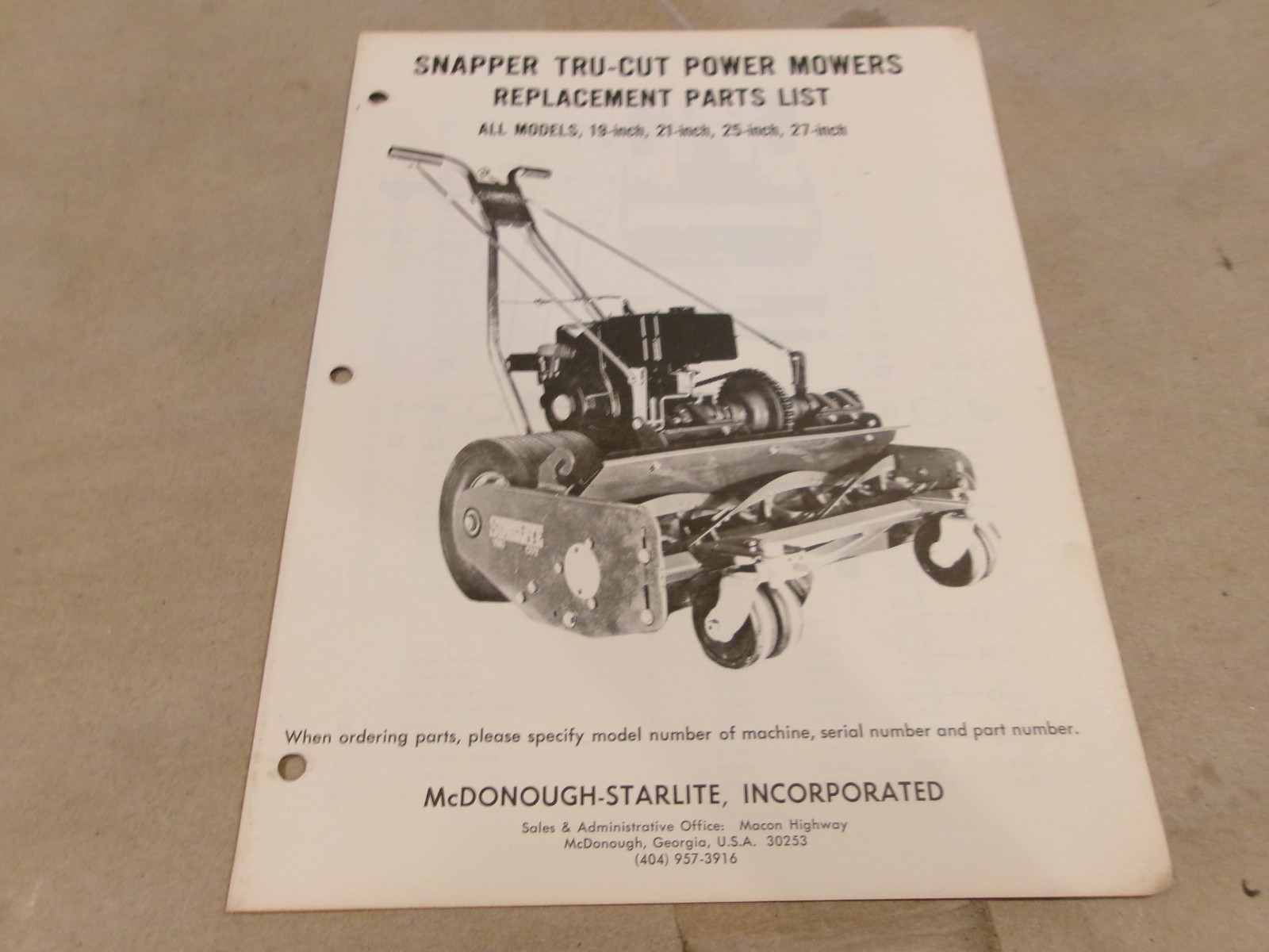 SNAPPER TRU-CUT POWER MOWERS REPLACEMENT PARTS LIST ALL MODELS 19, 21, 25, 27 IN gallery