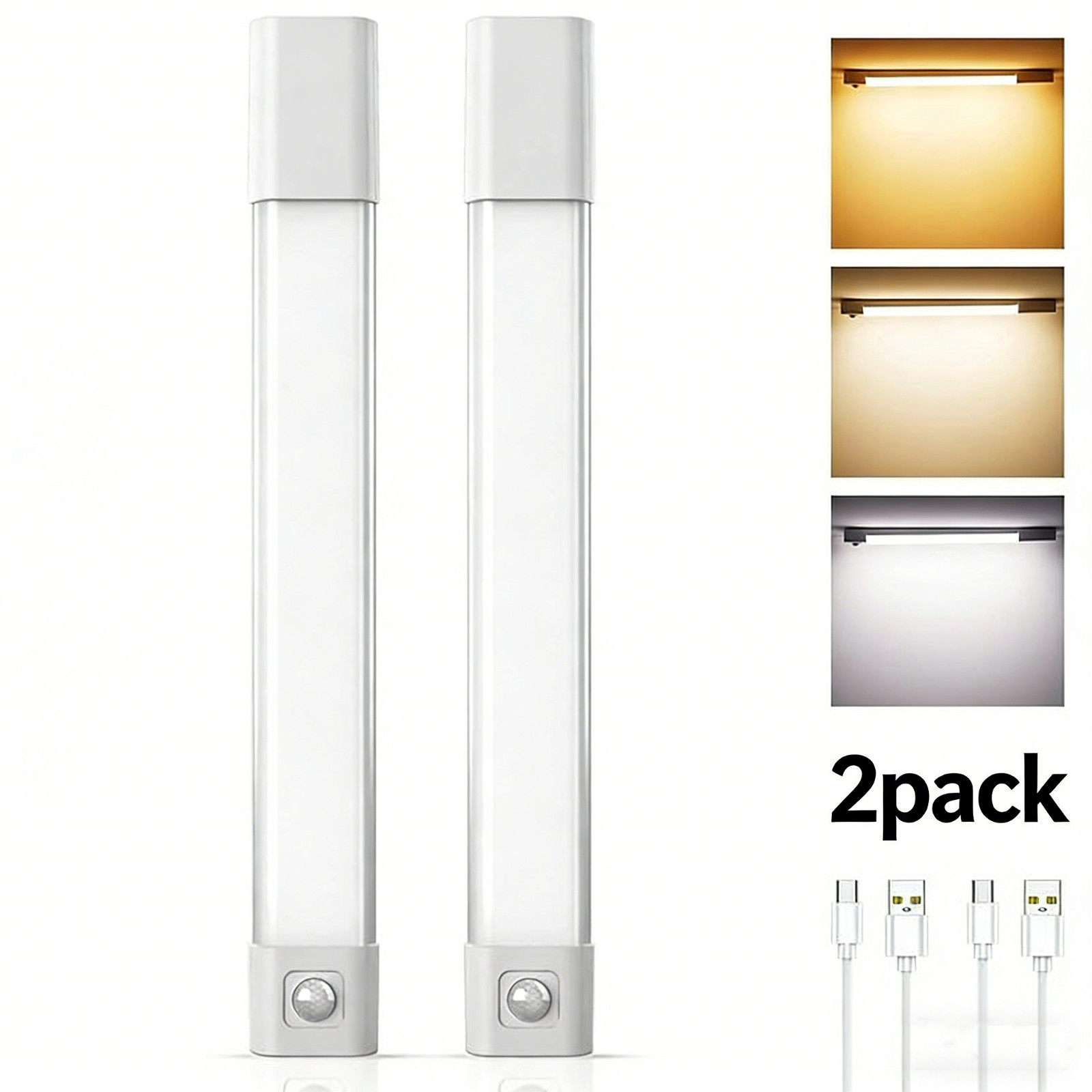 4 Pack Plastic USB LED Cabinet Lights with Toggle Switch, Under Shelf Lighting gallery
