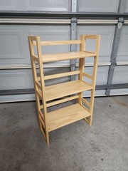 Folding Student Bookcase 3 Shelf Solid Wood Storage Solution Space-Saving Design