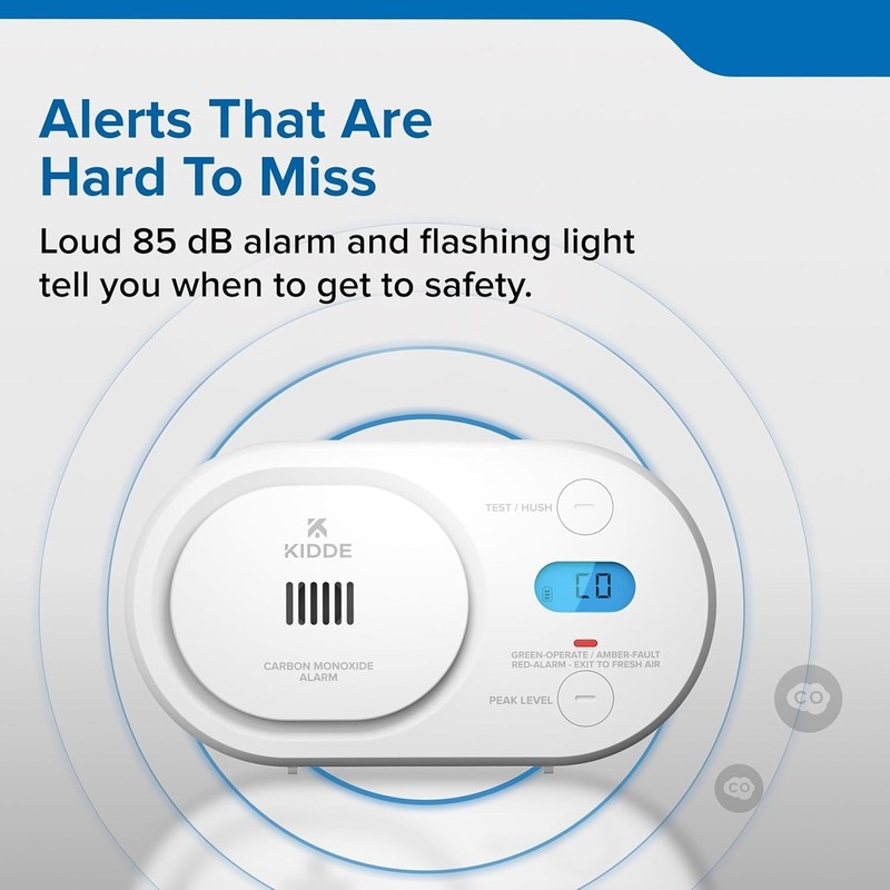 Kidde Carbon Monoxide Detector, AA Battery Powered, Digital Backlit Display gallery