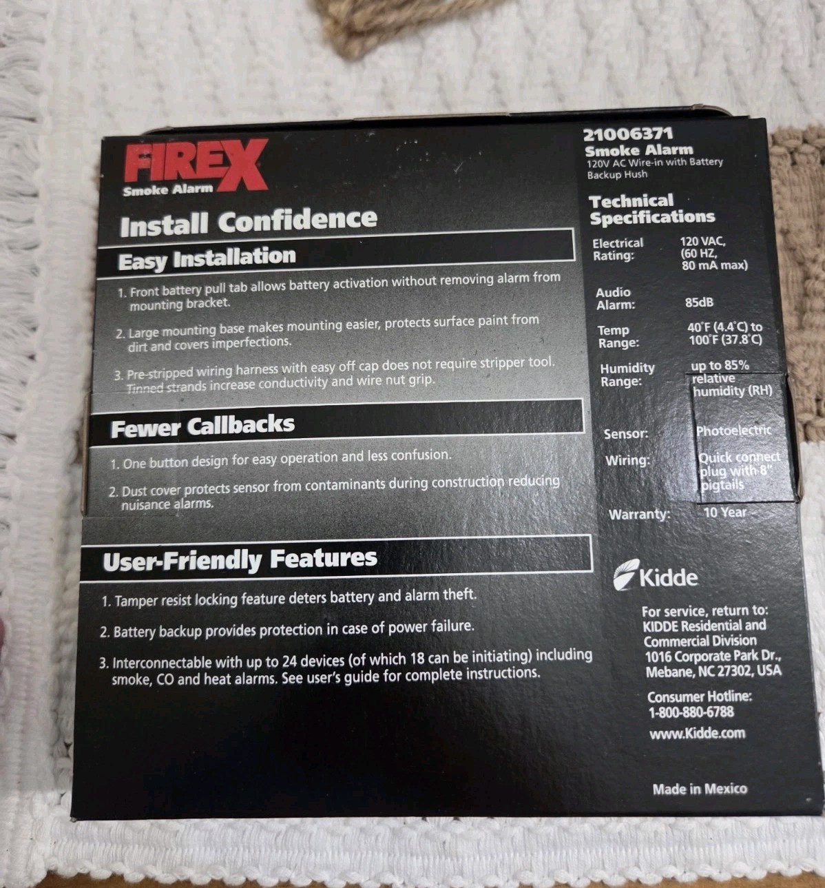 Kidde Firex Smoke Alarm P12040 Interconnect System 120V Hardwired White New gallery