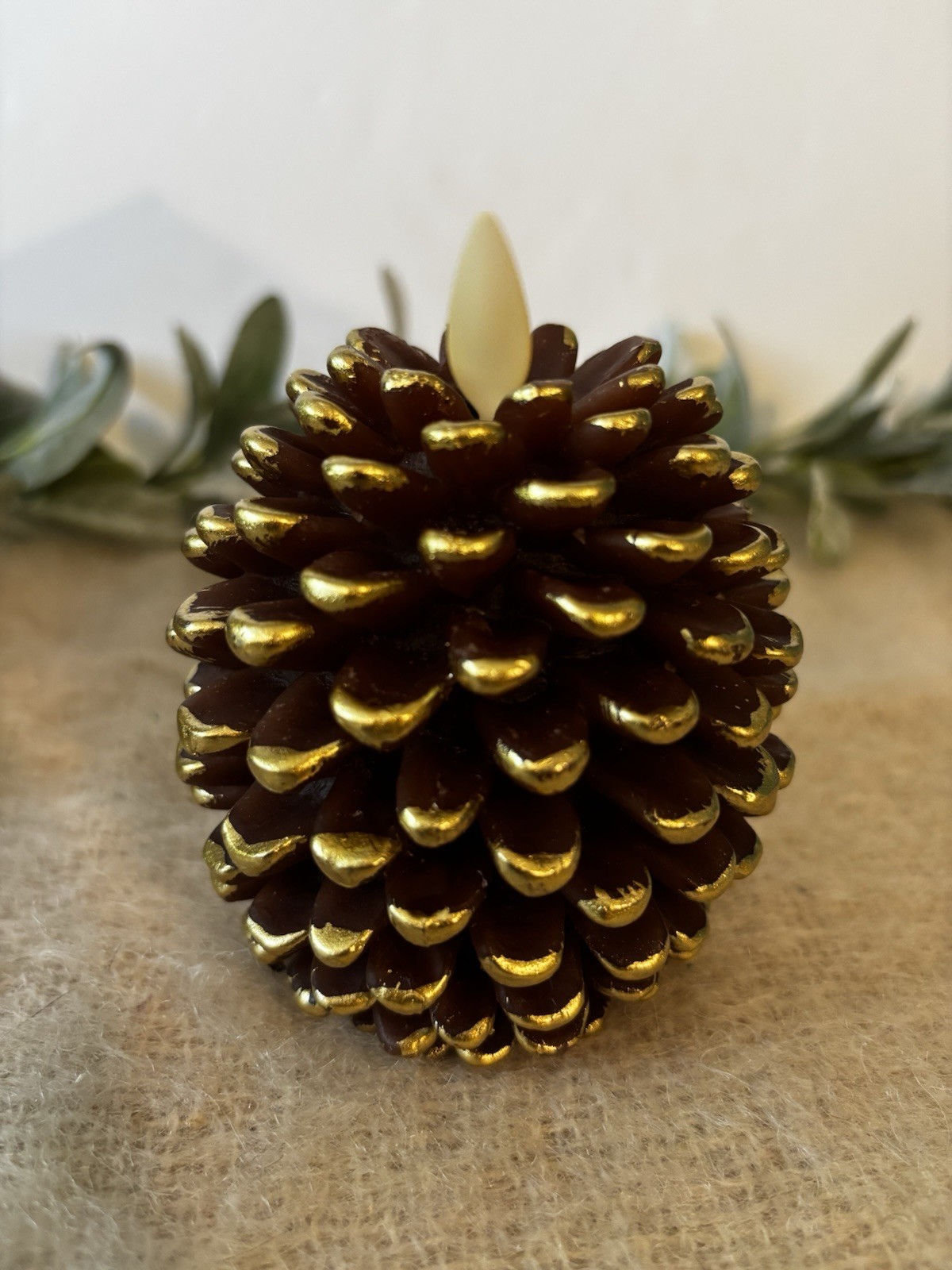 Luminara Real Flame Effect Candle 4” Brown Pinecone Unscented Indoor Only gallery