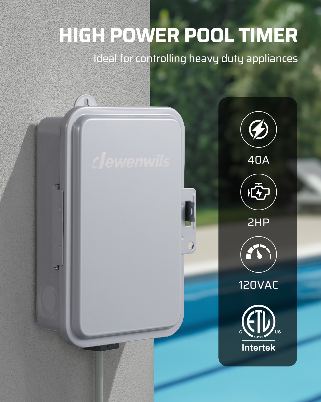 Heavy Duty 2HP 40A Pool Pump Timer 24 Hour Programmable Outdoor Weatherproof gallery