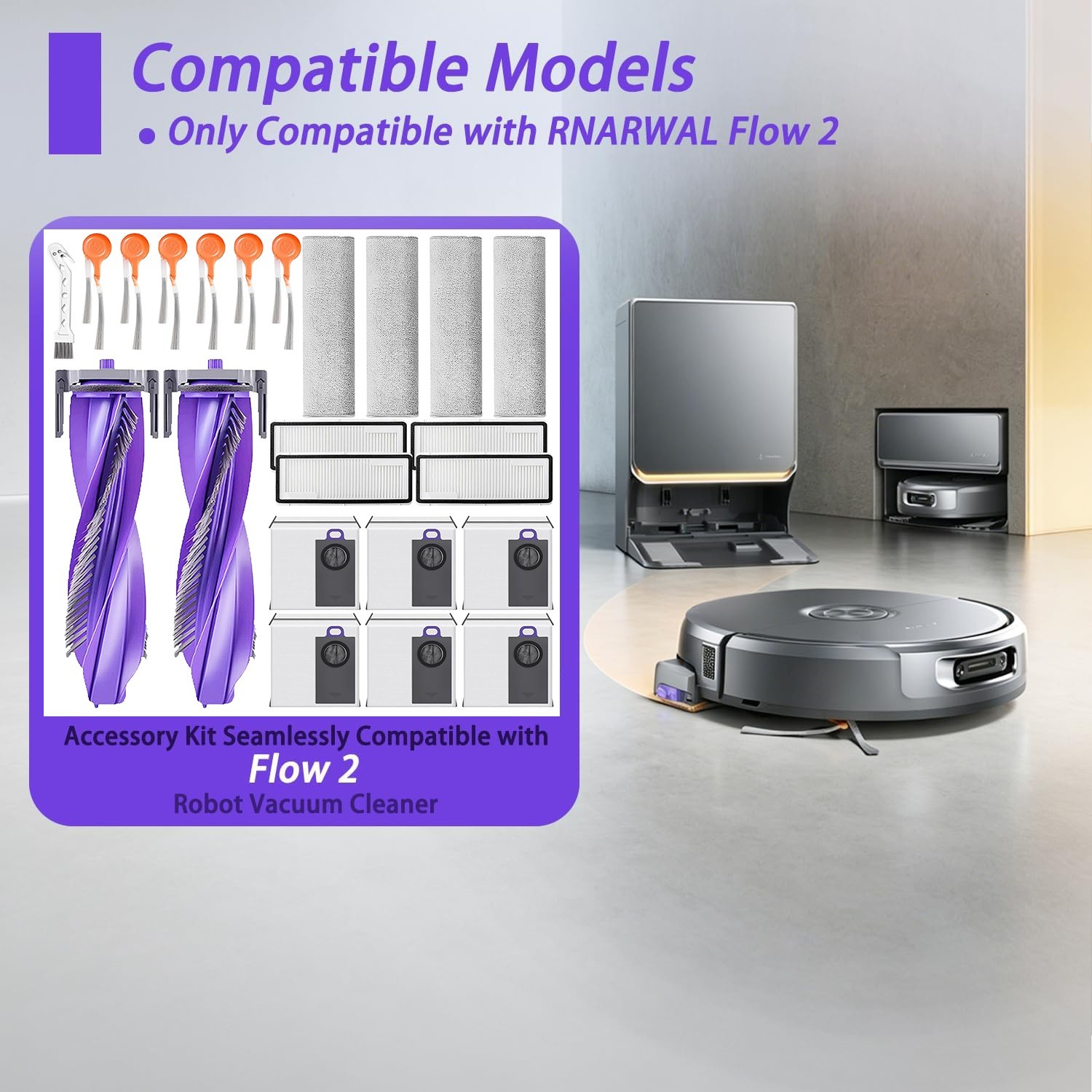Replacement Parts Accessories Kit Compatible for Narwal Flow 2 Robot Vacuum gallery