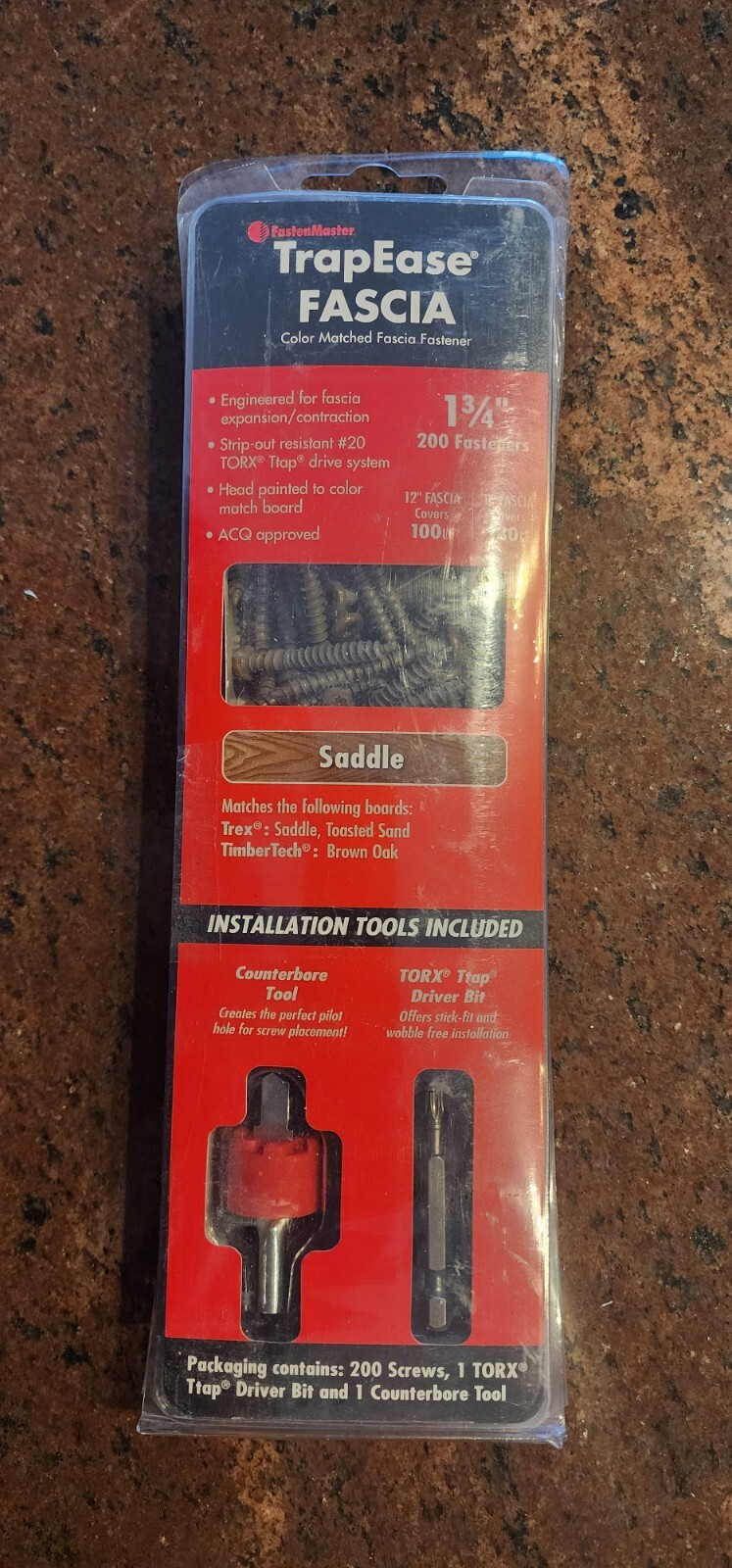 FastenMaster TrapEase Color Matched Fascia 1-3/4" Fastener 200 pcs Saddle Brown gallery