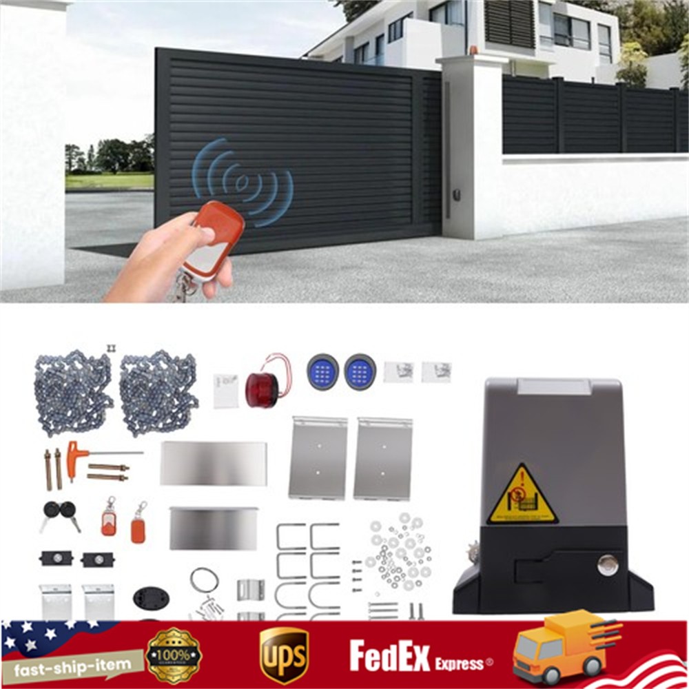 2500lbs Electric Automatic Sliding Gate Opener Motor Keypad+2 Remote Control
