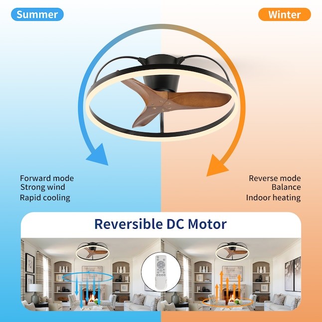 LOVMOR Solid Wood Blade Ceiling Fan w/Light Remote 3000-6000K Dimmable LED Fan gallery