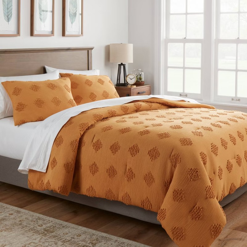 Threshold Comforter Bedding Set Tufted Diamond Texture, Gold, Full/Queen gallery